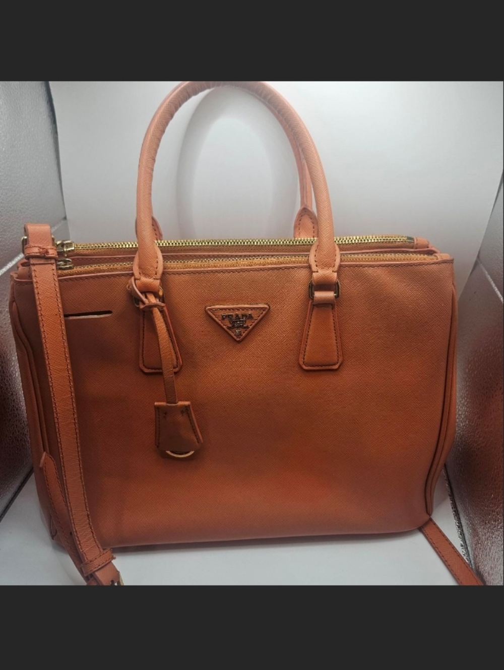 *Authentic* Prada Orange Saffiano Satchel with Gold Hardware